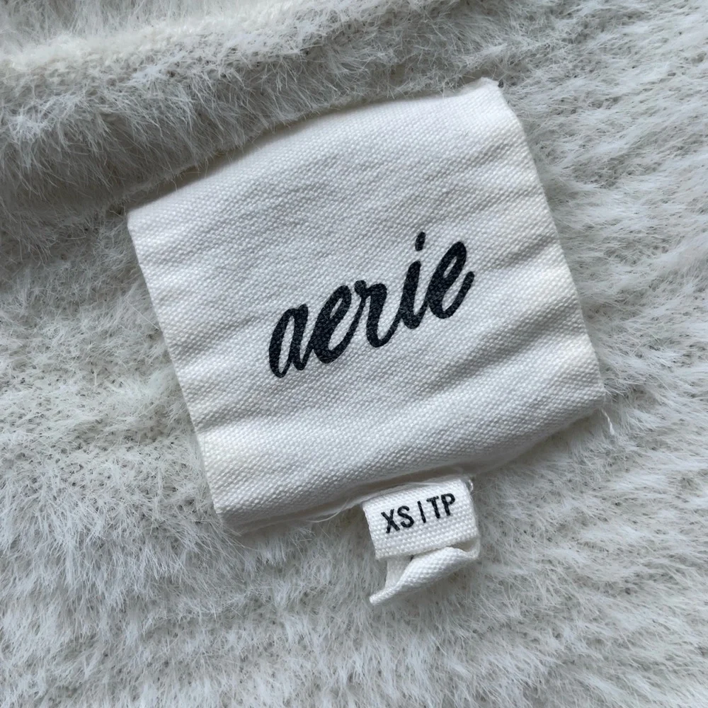 aerie Cream Fuzzy V-Neck Button Cardigan - Picture 3 of 3